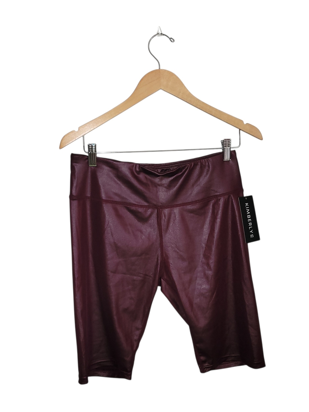 KIMBERLYE Women's Maroon Faux-Leather Bike Shorts